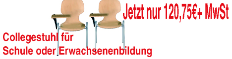 Stühle mit Schreibtablett, Collegstühle