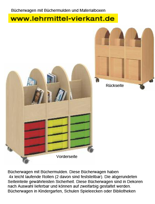 Bücherwagen, Bücherwagen für Kindergarten, Bücheraufbewahrung für