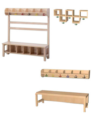 Garderoben, Sitzbank, Hakenleisten für Kindergarten