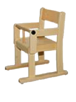 Holzstuhl mit Armlehne, Aufsteckbügel und Kippelschutz