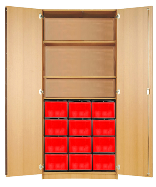 Materialschrank mit Modulboxen, Eigentumsschränke für Schulen