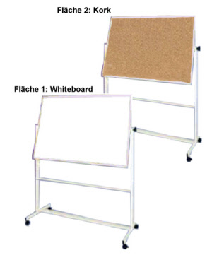 Rolltafel mit Whiteboard- und Korkfläche