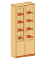Schrank mit Glaseinsatztüren 230 cm, 6 Ordnerhöhen