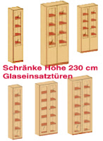Schrank mit Glaseinsatztüren 230 cm, 6 Ordnerhöhen