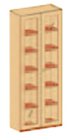 Schrank mit Glaseinsatztüren 230 cm, 6 Ordnerhöhen