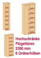 Schrank mit Flügeltüren 230 cm, 6 Ordnerhöhen