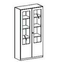 Schrank mit 2x Tür mit 2/3 Glaseinsatz