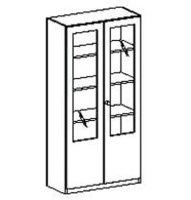 Schrank mit 2x Tür mit 2/3 Glaseinsatz