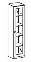 Schrank 190 cm mit 1 Tür mit 3/3 Glasausschnitt