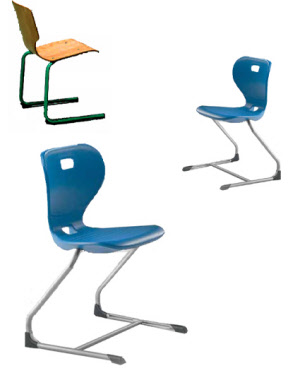 Schulstühle mit Sitzschale und Rundrohrgestell