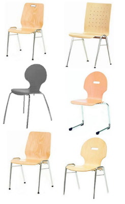 Stapelstühle mit Sitzschalen auf Stahlrohrgestellen
