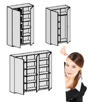 Vorratsschrank, Bügelbrettschrank,  3-Türenschrank