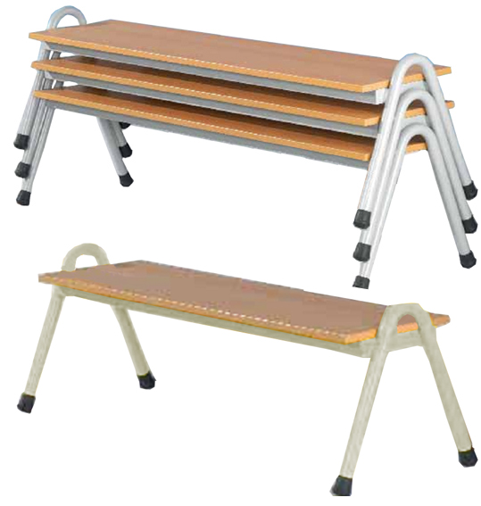 Stapelbank, stapelbare Sitzbank, Sitzbänke stapelbar, Umkleidebank