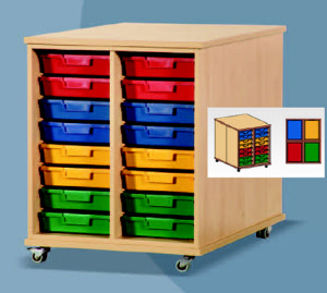 Fahrbarer Bastelconainer, 4x8 A3 Kunststoffschübe 