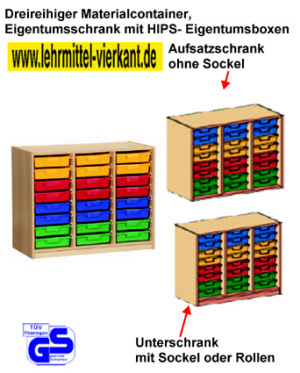 Eigentumsschrank, dreireihiger Materialcontainer 