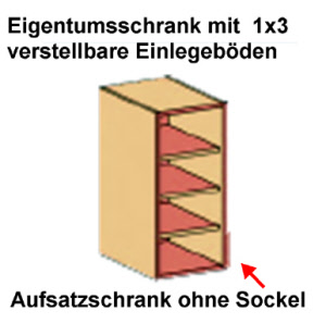 Aufsatz-Eigentumsschrank mit 1x3 Einlegeböden