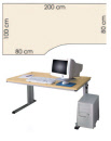 Bürotisch C-Fuß mit Freiformplatte 