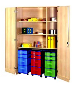 Materialschrank, Garagenschrank mit Sichtcontainer