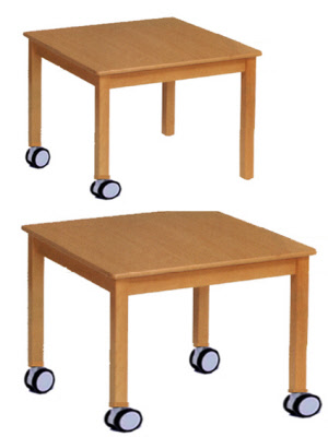 Holztische fahrbar - Quadratisch