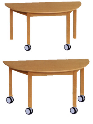 Holztische fahrbar, Halbrundtisch 