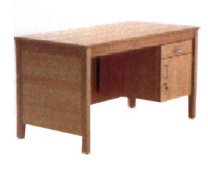 Lehrertisch mit Schub und Unterschrank aus Massivholz