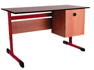Lehrertisch C-Kufe mit Schrank