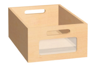 Materialkasten mit Fenster aus Massivholz