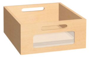 Materialkasten mit Fenster aus Massivholz