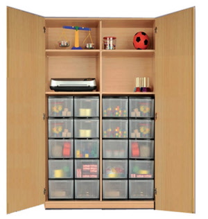 Klassenschrank, Materialschrank mit Eigentumsboxen, Materialschrank