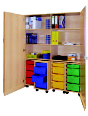 Garagenschrank mit 4 fahrbare Materialconainer