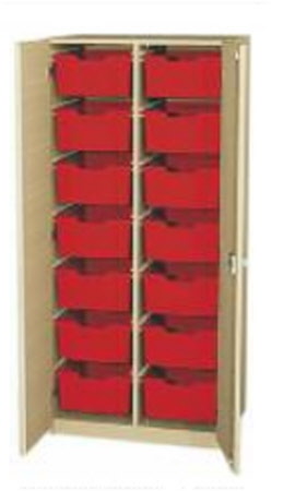 Schrank mit Boxen, Materialschrank mit Boxen, Materialschrank für