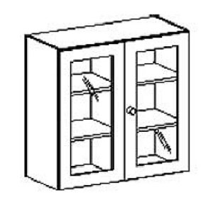 Aufsatzschrank mit Glaseinsatztüren