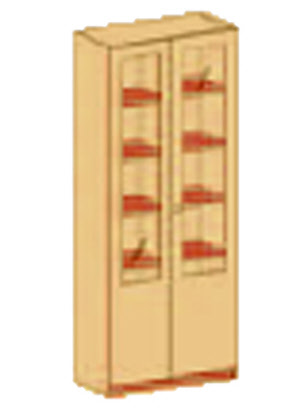 Schrank mit 2/3 Glaseinsatztüren 230 cm, 6 Ordnerhöhen