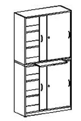 Schrank mit 2x2 Schiebetüren 