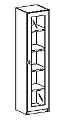 Eintüriger Schrank mit Glaseinsatztür