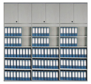 Schrankwand mit 3 x Schrankregal und Oberschrank