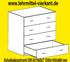 Schubladenschrank mit 4 Schubladen für DIN A0