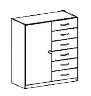 Schubladenschrank mit  Schrankfach und 6 Schubladen 