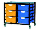 Materialcontainer auf Rollen mit 2x3 Schüben