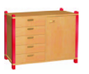 Stollenschrank 5 Schubkästen für Kindergarten, Hort, Schule