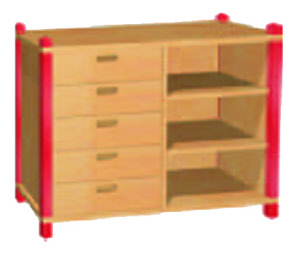 Stollenregal 5 Schubkästen, Mittelwand