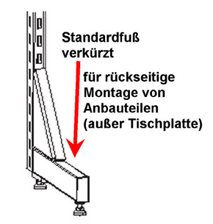 Table One Standardfuß verkürzt für rückseitige Montage