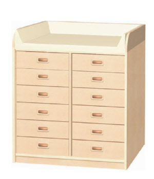 Wickelkommode mit 2x6 Schubkästen 