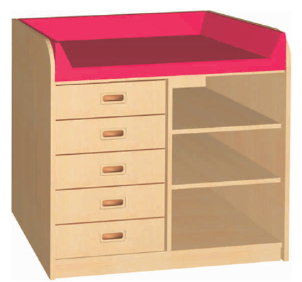 Wickelkommode mit 1x2 Fachboden und 5x Schub, Wickeltische, Wickeltisch