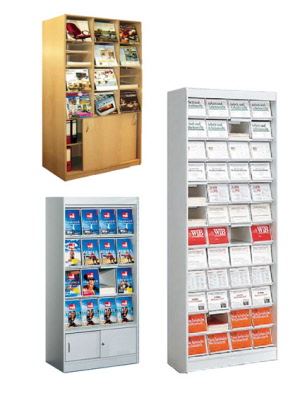 Prospektschrank, Prospektschränke mit Zeitschriftenklappen