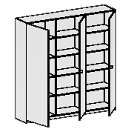 Kompaktschrank, Vorratschrank, Buegelbrettschrank, 3-Tuerenschrank