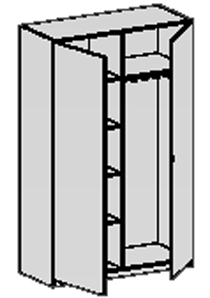 Kompaktschrank, Vorratschrank, Buegelbrettschrank, 3-Tuerenschrank