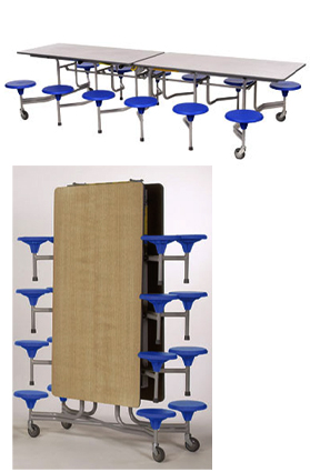 Fahrbare Klapptische mit Hocker