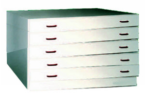 Posterschrank mit 5 Schubkästen