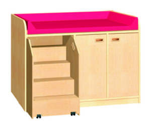 Wickelkommode Treppe links und 1x Schrank